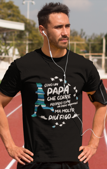 modello con maglietta papà che corre 2019 nera