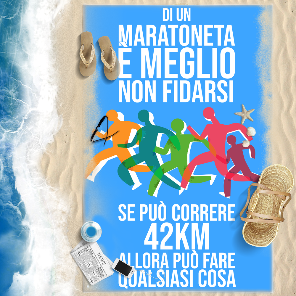 telo mare azzurro per maratoneta 