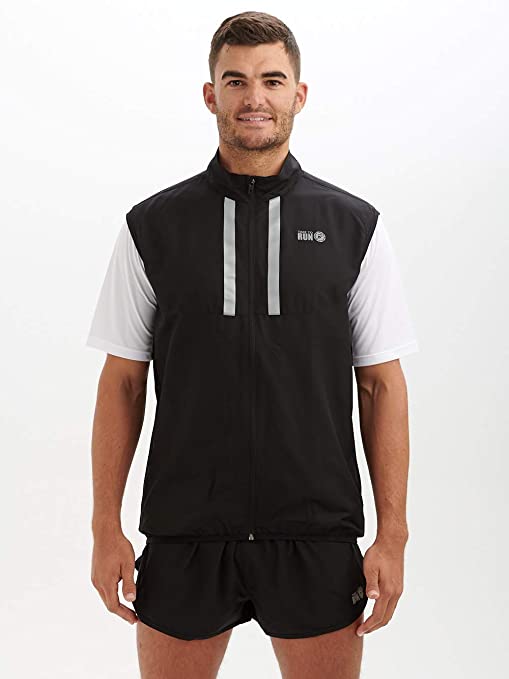  Gilet nero a Vento Riflettente da Running 